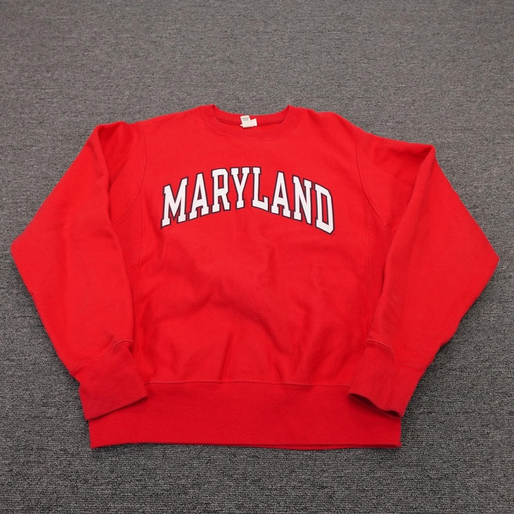 Vintage Champion Reverse Weave Sweatshirt Mens Small Red Maryland Fleece College